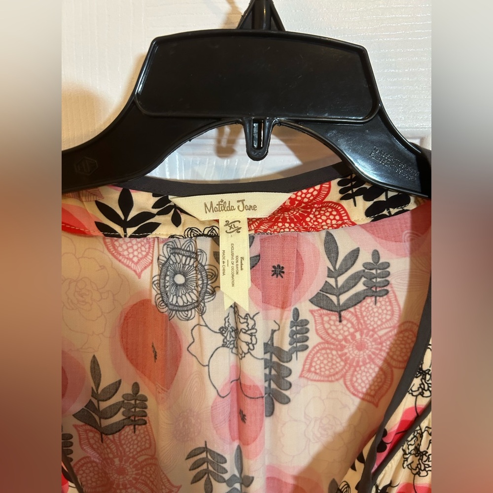 Matilda Jane Long Sleeve Blouse-Red and Black Floral - Picture 3 of 6